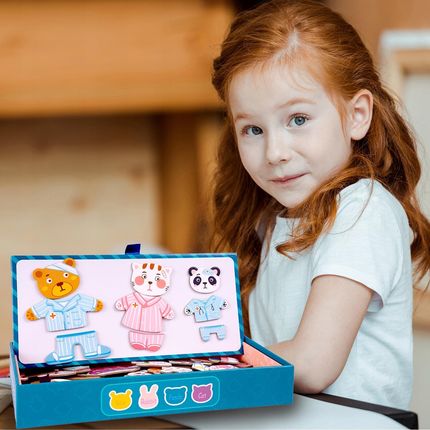Malplay Klocki Puzzle Magnetyczne Układanka Ubieranie 68El - zdjęcie 3