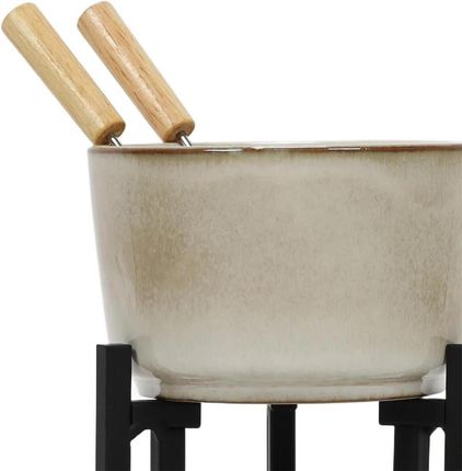 Home Styling Collection Zestaw Do Fondue Serowego Rondelek Z Porcelany 2 Widelce (170487010) - zdjęcie 5