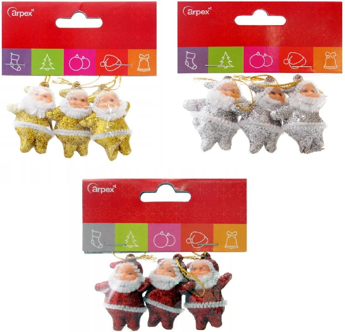 Zdjęcie Arpex Zawieszki Brokatowe Na Choinkę Mikołaje 3Szt  - Baranów Sandomierski