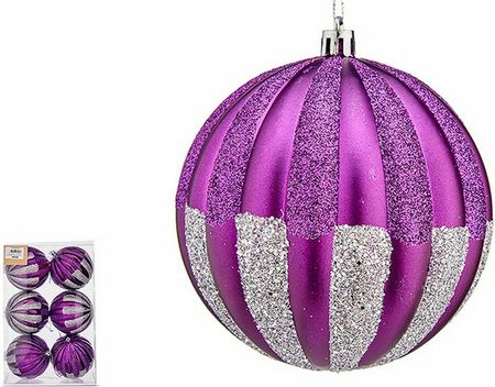 Krist+ Zestaw Bombek Choinkowych 10 Cm Fioletowy Srebrzysty Pvc (6 Sztuk) - zdjęcie 2