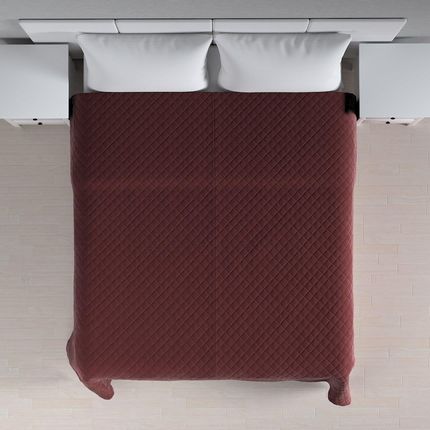 Dekoria Narzuta Pikowana W Romby Bordowy Velvet 260X210 Cm - zdjęcie 3
