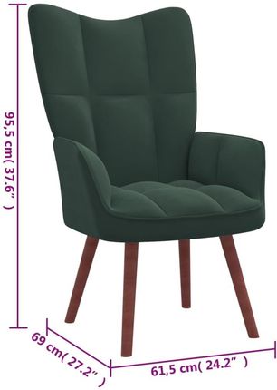 Vidaxl Fotel Ciemnozielony Obity Aksamitem 282470 - zdjęcie 2
