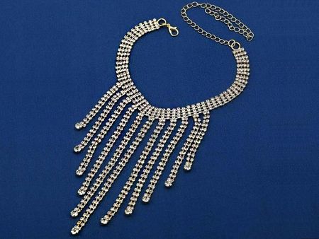 Lovrin Złoty naszyjnik ślubny choker z białymi cyrkoniami - zdjęcie 3