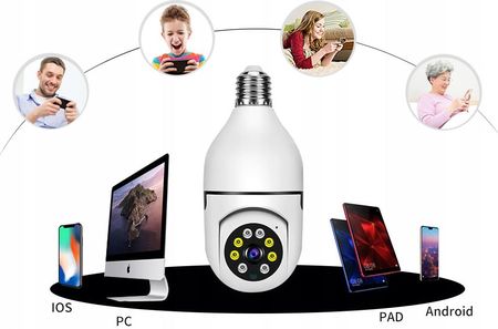 Kamera Obrotowa Ukryta W Żarówce Noc Na Żywo Wifi (MKRL27BMKING) - zdjęcie 3