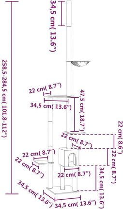 Vidaxl Drzewko Dla Kota Od Podłogi Po Sufit Kremowe 258,5 284,5cm 171717 - zdjęcie 2