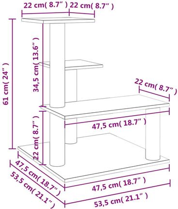 vidaXL Drapak Dla Kota Z Sizalowymi Słupkami Jasnoszary 61cm 172086 - zdjęcie 2