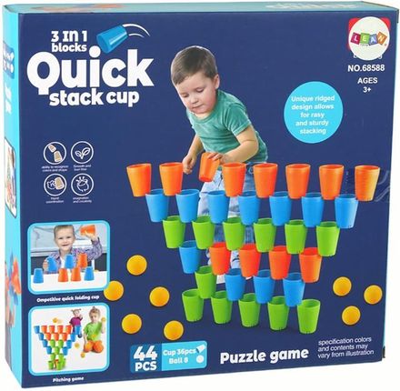 Leantoys Układanka Kubeczki Gra 3 W 1 44 Elementy - zdjęcie 4