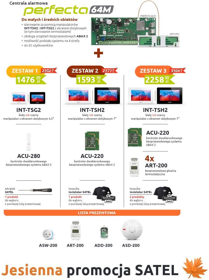 Zdjęcie ZESTAW 2 SATEL PERFECTA 64M + INT-TSH2-W + ACU-220 + koszulka + 1x GRATIS - Gdynia