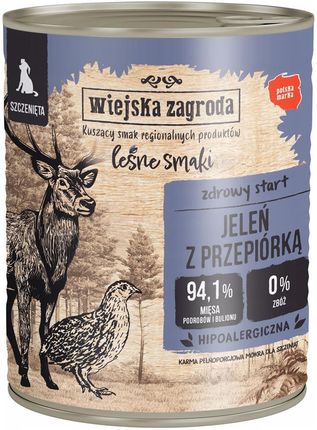Wiejska Zagroda Karma Mokra Szczeniak Jeleń Z Przepiórką 800G - zdjęcie 3