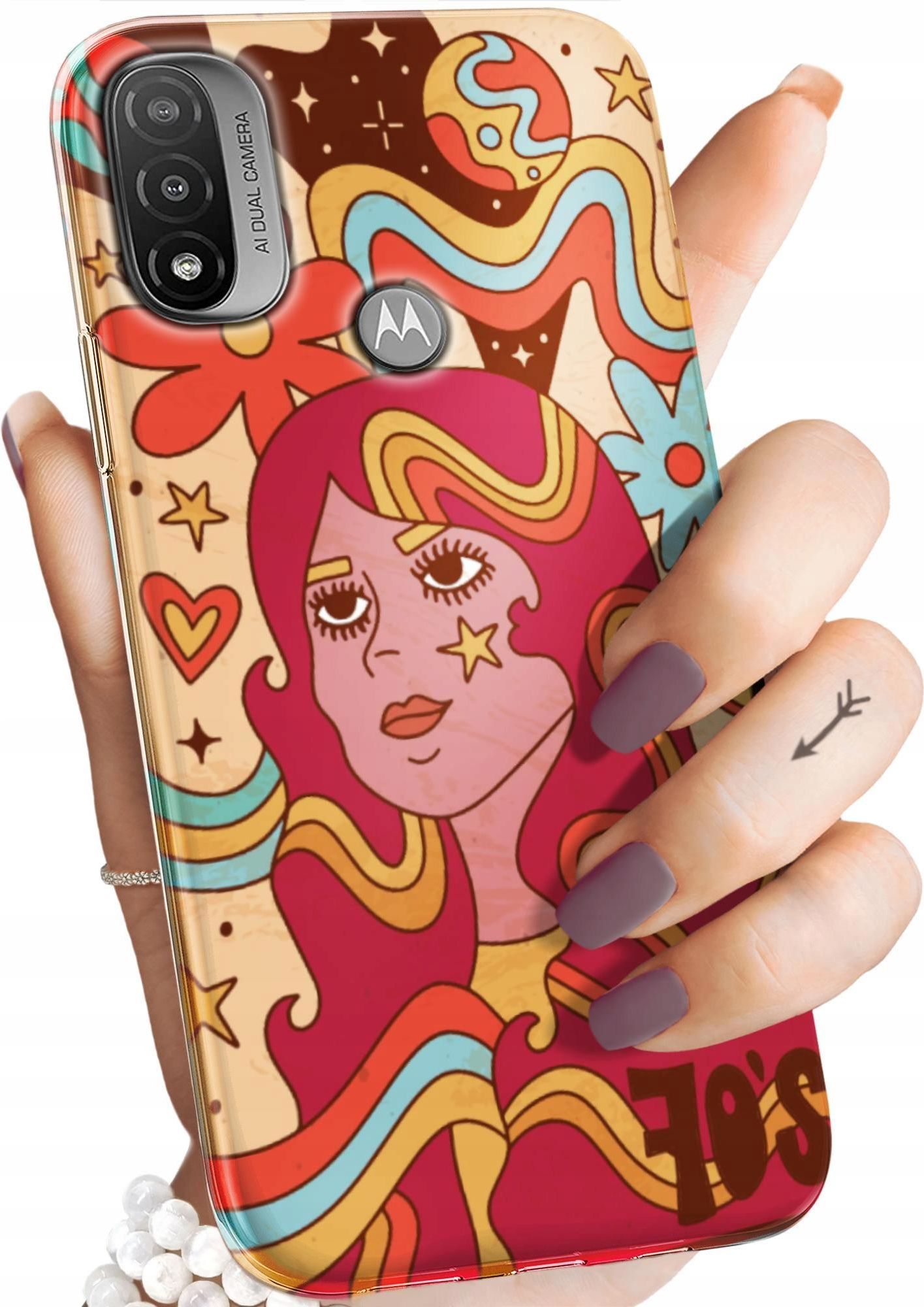 Hello Case Etui Do Motorola Moto E20 Hippie Peace Case Etui Na