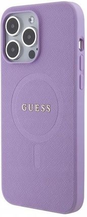 Guess Etui Saffiano Hardcase Magsafe Do Apple Iphone 15 Pro Max Fioletowy - zdjęcie 6