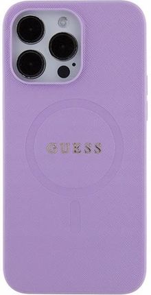 Guess Etui Saffiano Hardcase Magsafe Do Apple Iphone 15 Pro Max Fioletowy - zdjęcie 5