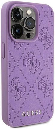 Guess Etui Hardcase Leather 4G Stamped Do Iphone 15 Pro Fioletowe - zdjęcie 6