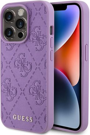 Guess Etui Hardcase Leather 4G Stamped Do Iphone 15 Pro Fioletowe - zdjęcie 5