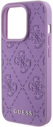 Guess Etui Hardcase Leather 4G Stamped Do Iphone 15 Pro Fioletowe - zdjęcie 4