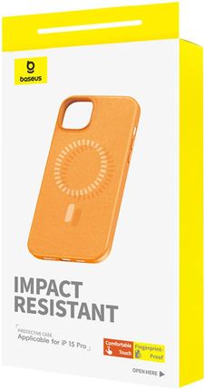 Magnetyczne Etui Na Telefon Iphone 15 Pro Baseus Fauxther Series Pomarańczowe - zdjęcie 2