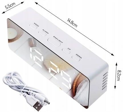 ZEGAR ELEKTRONICZNY BUDZIK CYFROWY LED TERMOMETR ZEGAR BUDZIK - zdjęcie 2