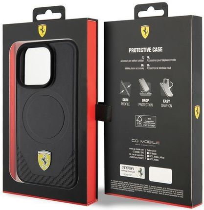Ferrari Etui Carbon Metal Logo Magsafe Na Iphone 15 Pro Czarne - zdjęcie 2