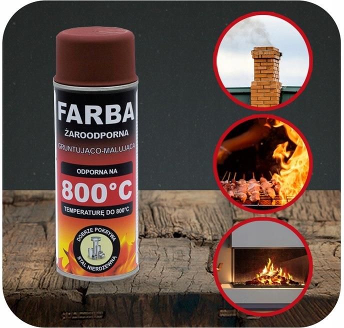 Hansa Farba Spray Żaroodporny 400ml Czerwony 800C Opinie i ceny na