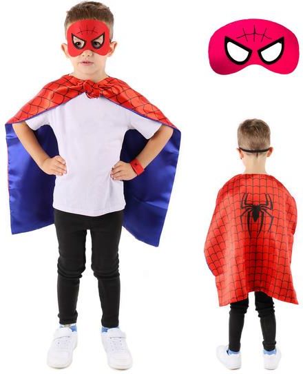 Cogio Strój Kostium Spiderman Avengers Peleryna Maska Karnawał Dla