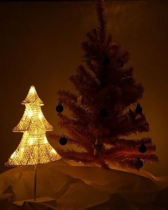 Dekoracja Świąteczna Stojąca Choinka 39Cm 10Led Ciepły Żółty Zasilanie Bateryjne .. - zdjęcie 4