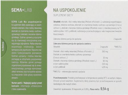 Kapsułki Laboratoria Gemini Sema Lab Na Uspokojenie 30szt. - zdjęcie 2