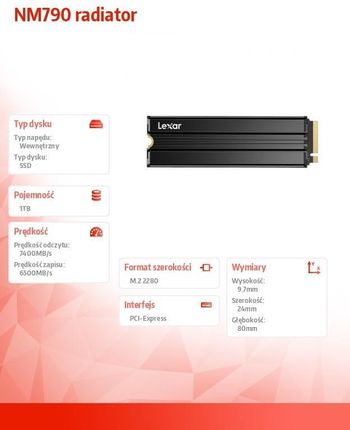 Lexar NM790 Pci-e NVMe 1TB (LNM790X001TRN9NG) - zdjęcie 2