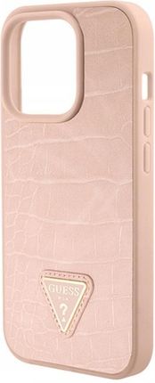 Guess Etui Croco Triangle Metal Logo Do Apple Iphone 15 Pro Max Różowy - zdjęcie 4