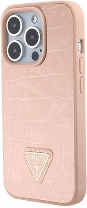 Guess Etui Croco Triangle Metal Logo Do Apple Iphone 15 Pro Max Różowy - zdjęcie 5