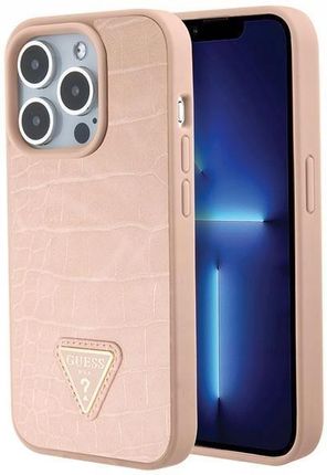 Guess Etui Croco Triangle Metal Logo Do Apple Iphone 15 Pro Max Różowy - zdjęcie 3