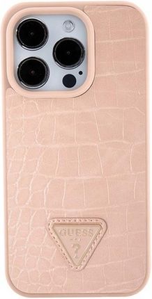 Guess Etui Croco Triangle Metal Logo Do Apple Iphone 15 Pro Max Różowy - zdjęcie 6
