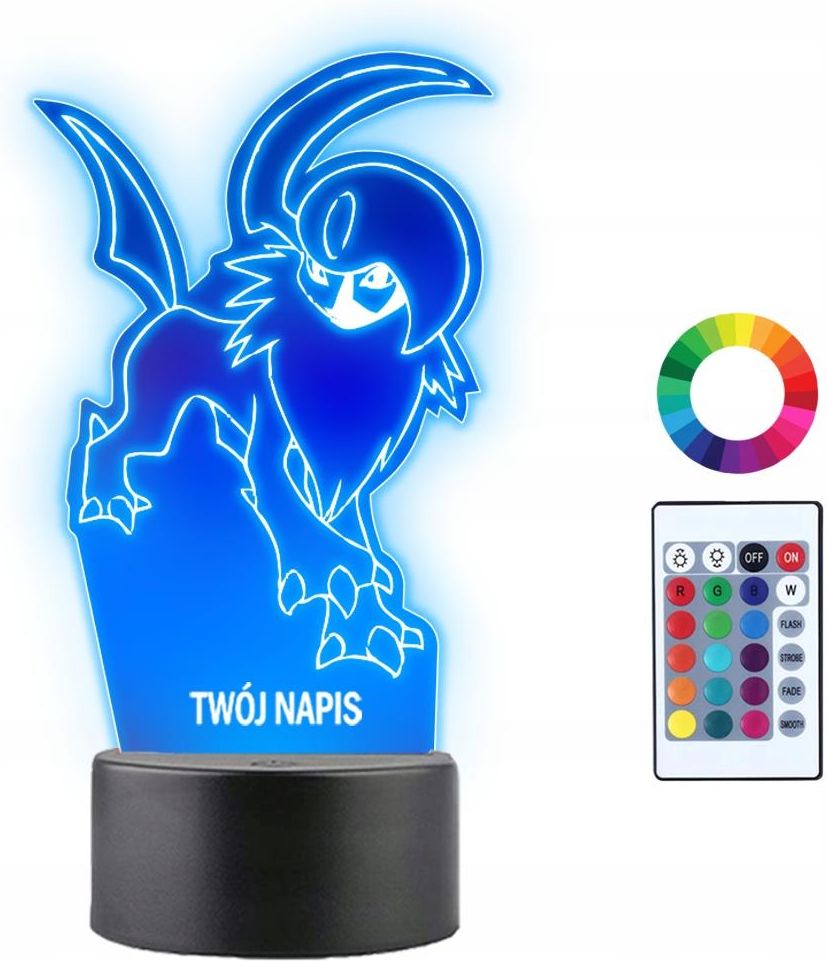 Plexido Lampka Nocna Led 3D Absol Pokemon Anime Twój Napis Imię Grawer