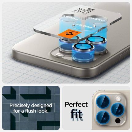 Spigen Osłona Aparatu Optik Tr ”Ez Fit” Camera Protector 2 Pack Iphone 14 Pro Max 15 Natural Titanium 8809971220545 Agl07163 - zdjęcie 3