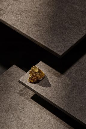 Złoty Obszerny męski Pierścień z czaszką 17 mm - zdjęcie 2