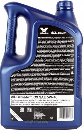 Valvoline All Climate 5W40 5l - zdjęcie 4
