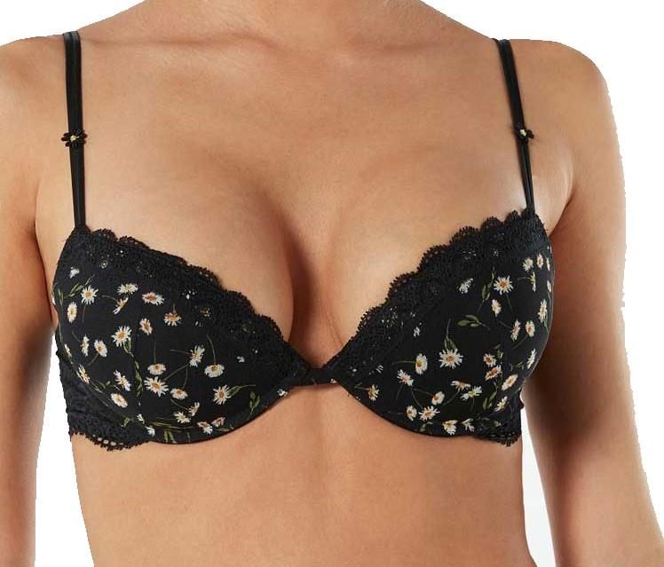 Intimissimi Silvia Daisies Garden Biustonosz Push Up Tiul Kwiaty Czarny