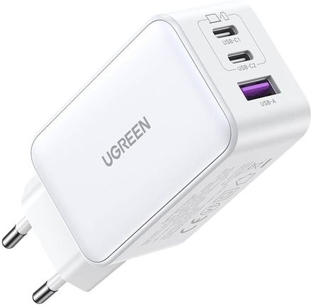 Ugreen Ładowarka Sieciowa 15339 Nexode 2Xusb C Usb A 3 0 Pd3 Qc4 Gan 65W Biała - zdjęcie 2