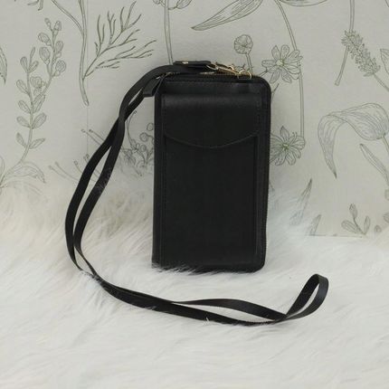 Torebka kopertówka saszetka mini portfel na telefon na ramię czarna - zdjęcie 4