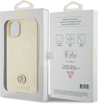 Guess Etui 4G Metal Logo Do Apple Iphone 15 Złoty - zdjęcie 2