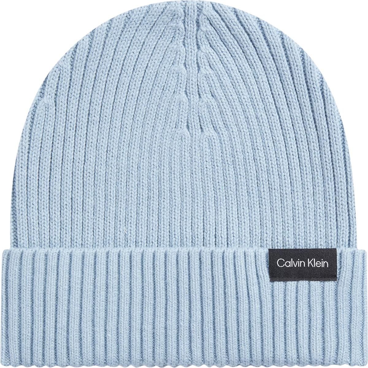 Calvin Klein Czapka Zimowa Classic Cotton Rib Beanie Niebieska