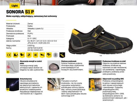 Safety Jogger Sandały Robocze - But Ochronny Sonora; S1 P, Src, Ciemnoniebieski Nisko Wycięty, Oddychający, Zamszowy - zdjęcie 3