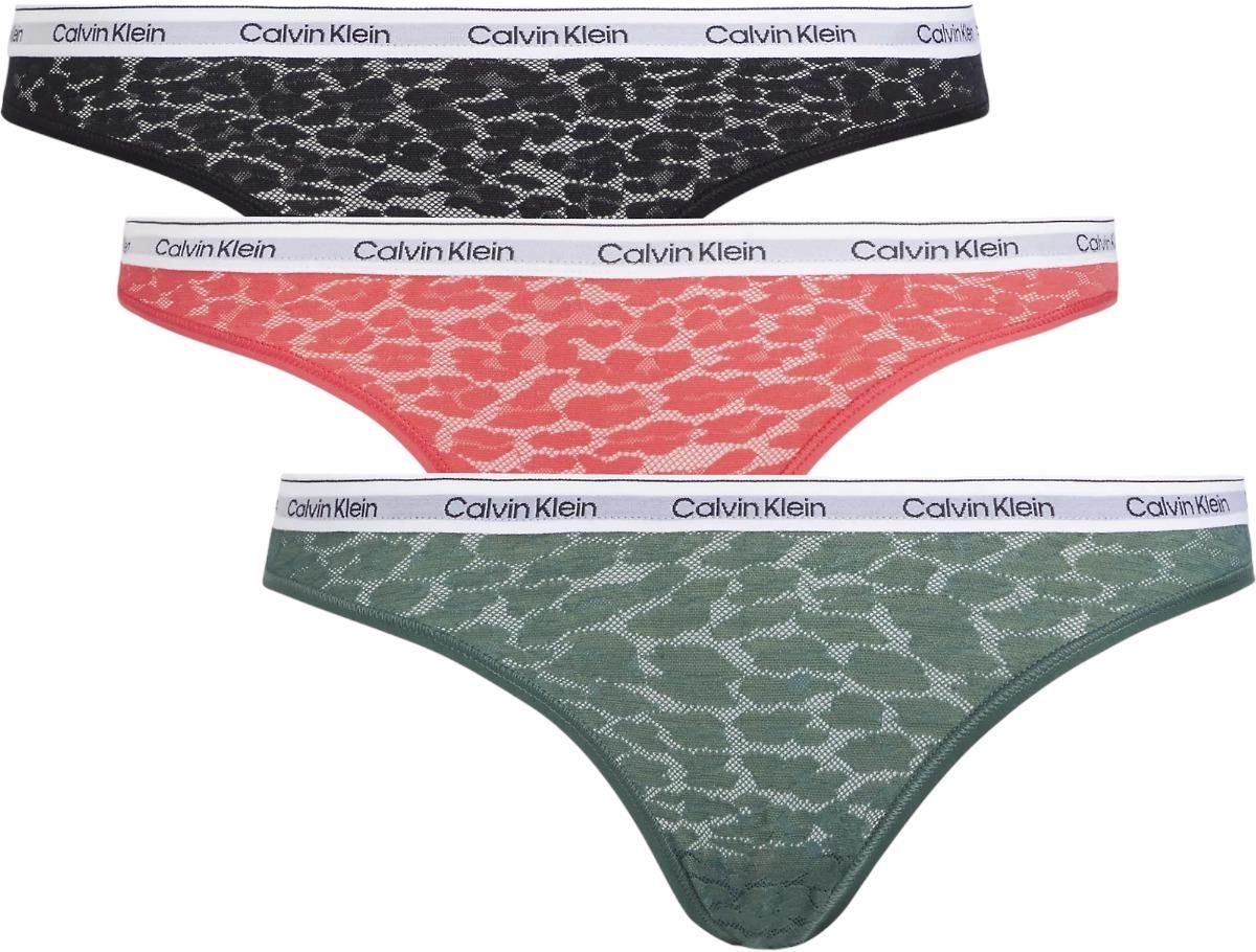 CALVIN KLEIN BIKINI DAMSKIE MAJTKI 3PK CZARNE RÓŻOWE ZIELONE 000QD5069E