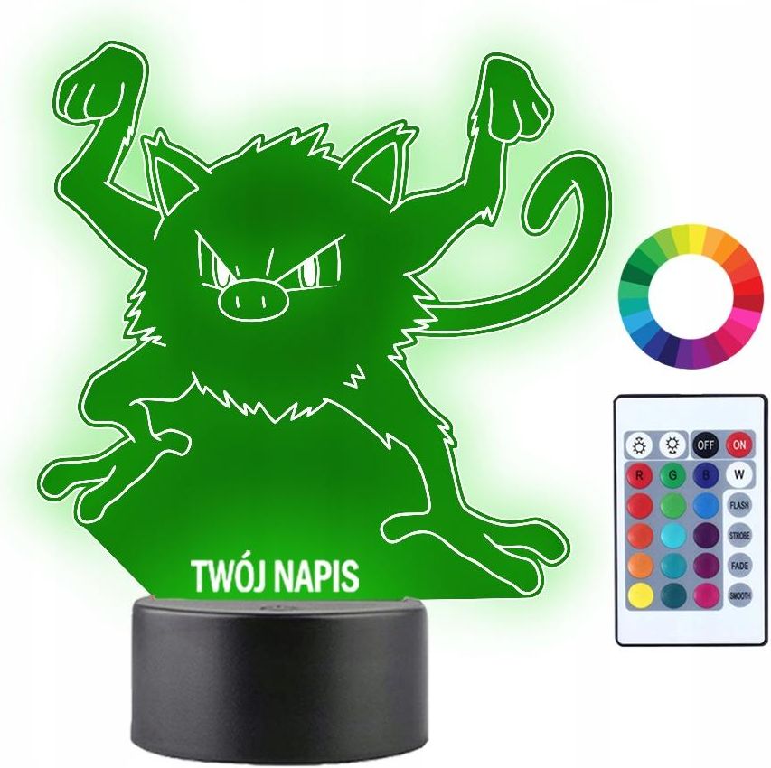 Lampka Nocna Dla Dzieci Pokemon Mankey Twój Napis Grawer 3D Led Ceny