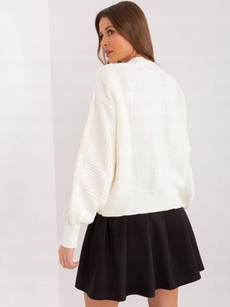 Sweter rozpinany oversize na guziki ecru Rue Paris - zdjęcie 6