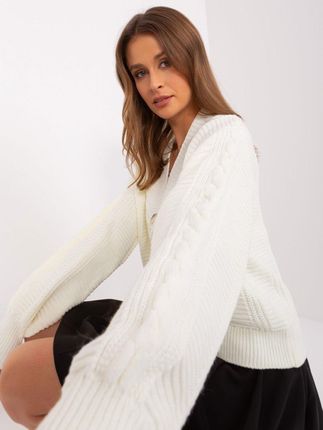 Sweter rozpinany oversize na guziki ecru Rue Paris - zdjęcie 5