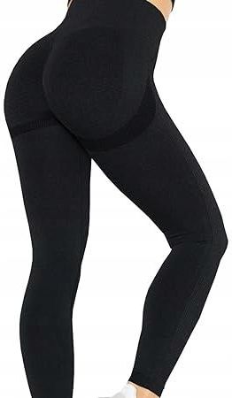 Damskie Legginsy Fitness Leginsy Getry Push Up Wysokim Stanem Czarne S