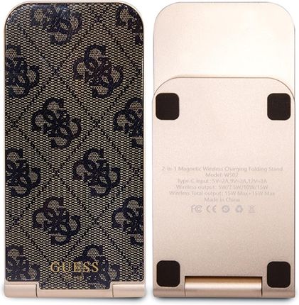 Guess Składana Ład Indukcyjna 2W1 Gudcfal4Pegw 15W Brązowy Brown 4G Pattern Magsafe - zdjęcie 4