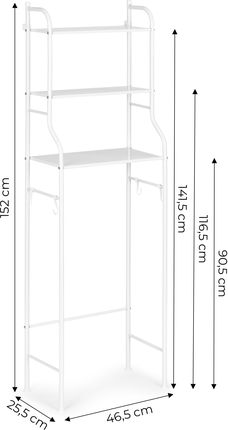 Modernhome Wysoki Regał Wc Łazienkowy Nad Sedes 3 Półki Alumniowa Konstrukcja PJJBR1005 - zdjęcie 4