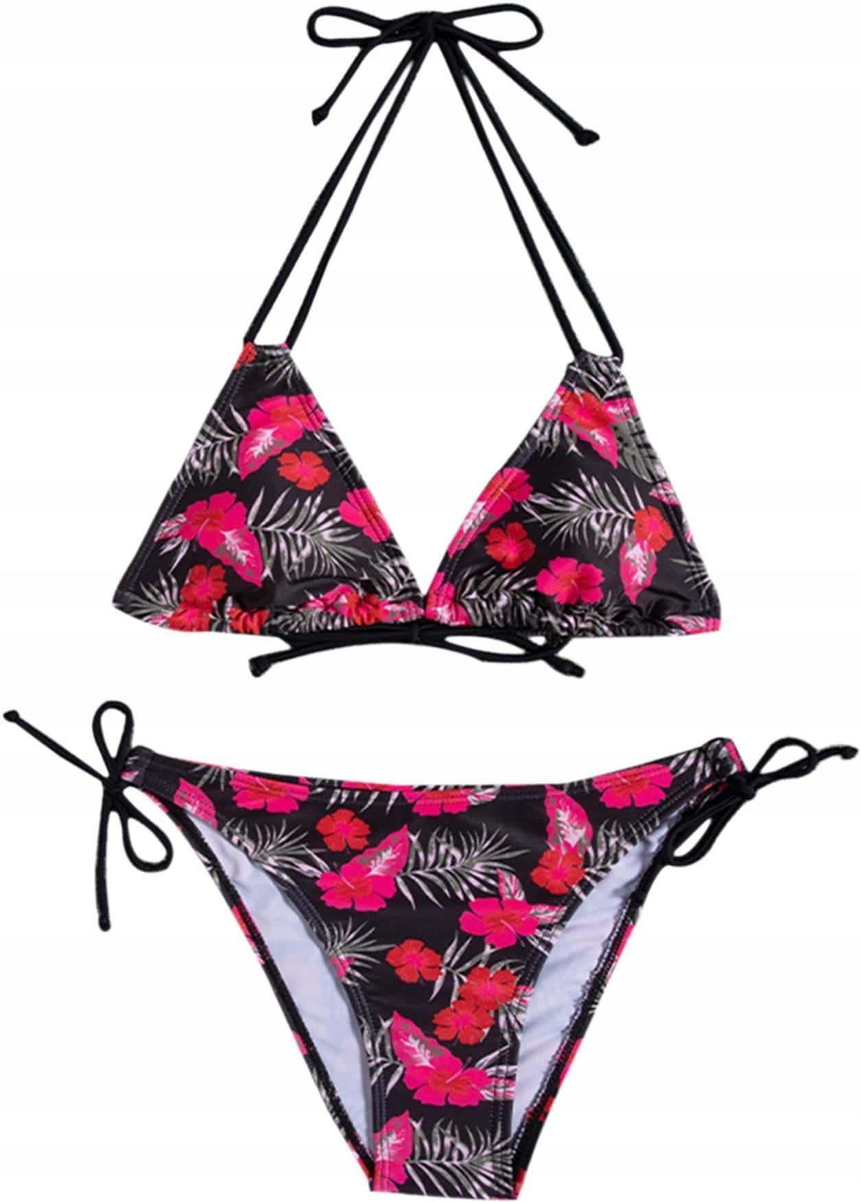 Wiązanie Tropical Print Qzp NF9 S Shein Strój Kąpielowy Bikini Komplet