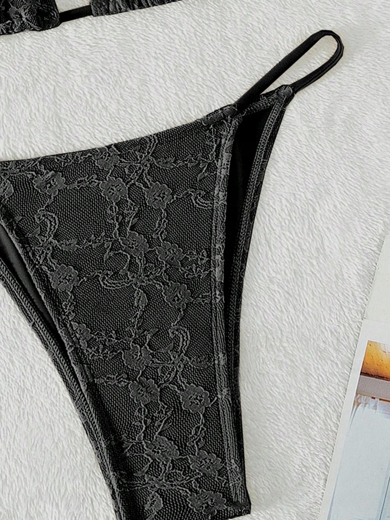 Bikini Wiązanie 6L0 NF9 S Shein Czarny Koronkowy Komplet Ceny i